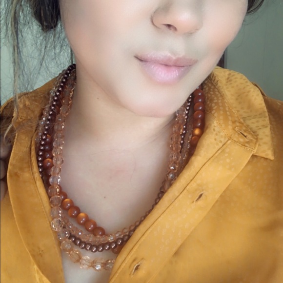 Rustic Orange Layered Beaded Necklace Forever21 - Picture 5 of 5